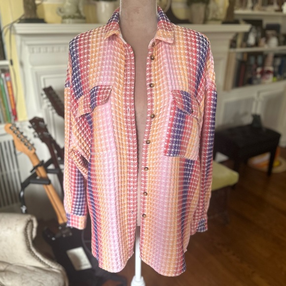 BDG NWOT Stanley Waffle Knit Oversized Shirt Jacket - Picture 2 of 13